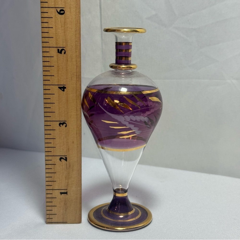 Vintage Elegant Boho Egyptian Colorful Handblown Glass Perfume Bottles Set - Picture 7 of 12